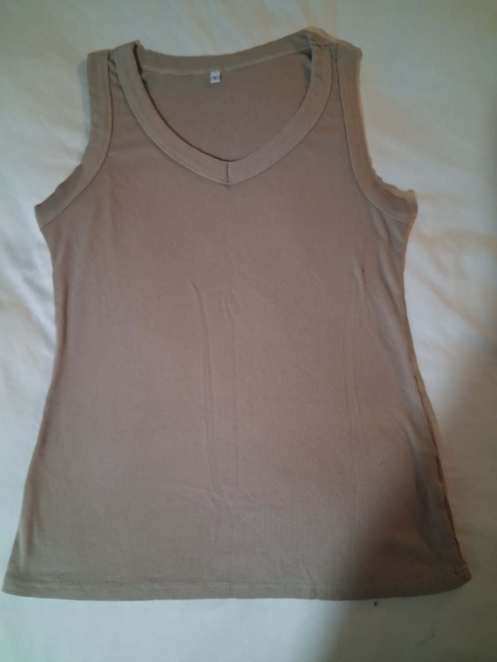 Classic V-Neck Tank Top in Taupe
